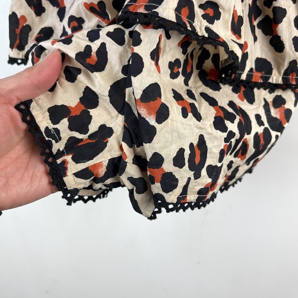 NWT Urban Outfitters Womens (S) Tiered Halter Leopard Print Romper Beige Cotton - Picture 3 of 11